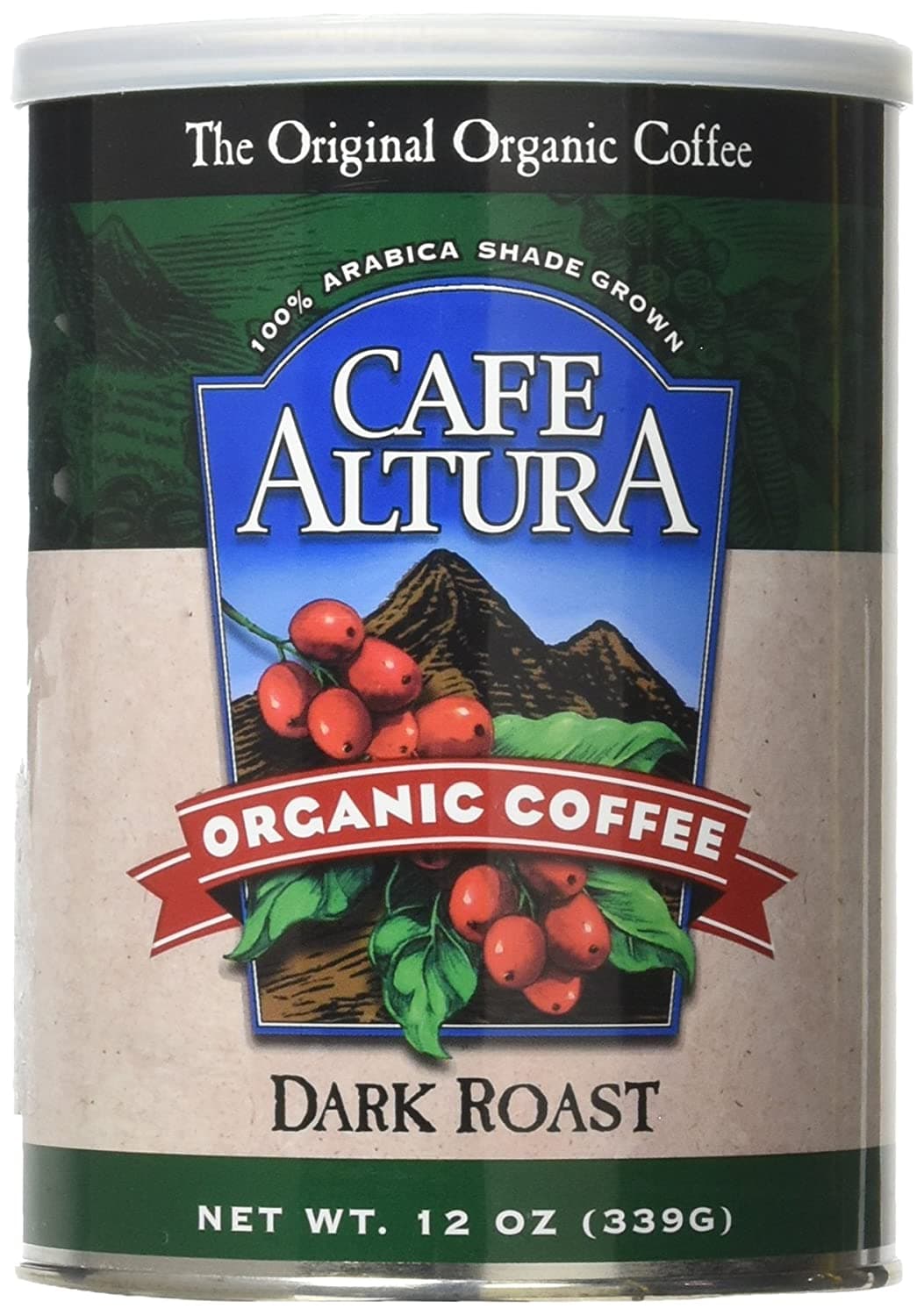 Cafe Altura Organic Coffee, Dark Roast, Ground Coffee 12 Ounce Can (Pack Of 2)