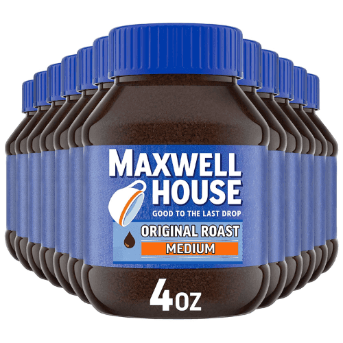 Maxwell House Original Medium Roast Instant Coffee (4 oz Jars, Pack of 12)
