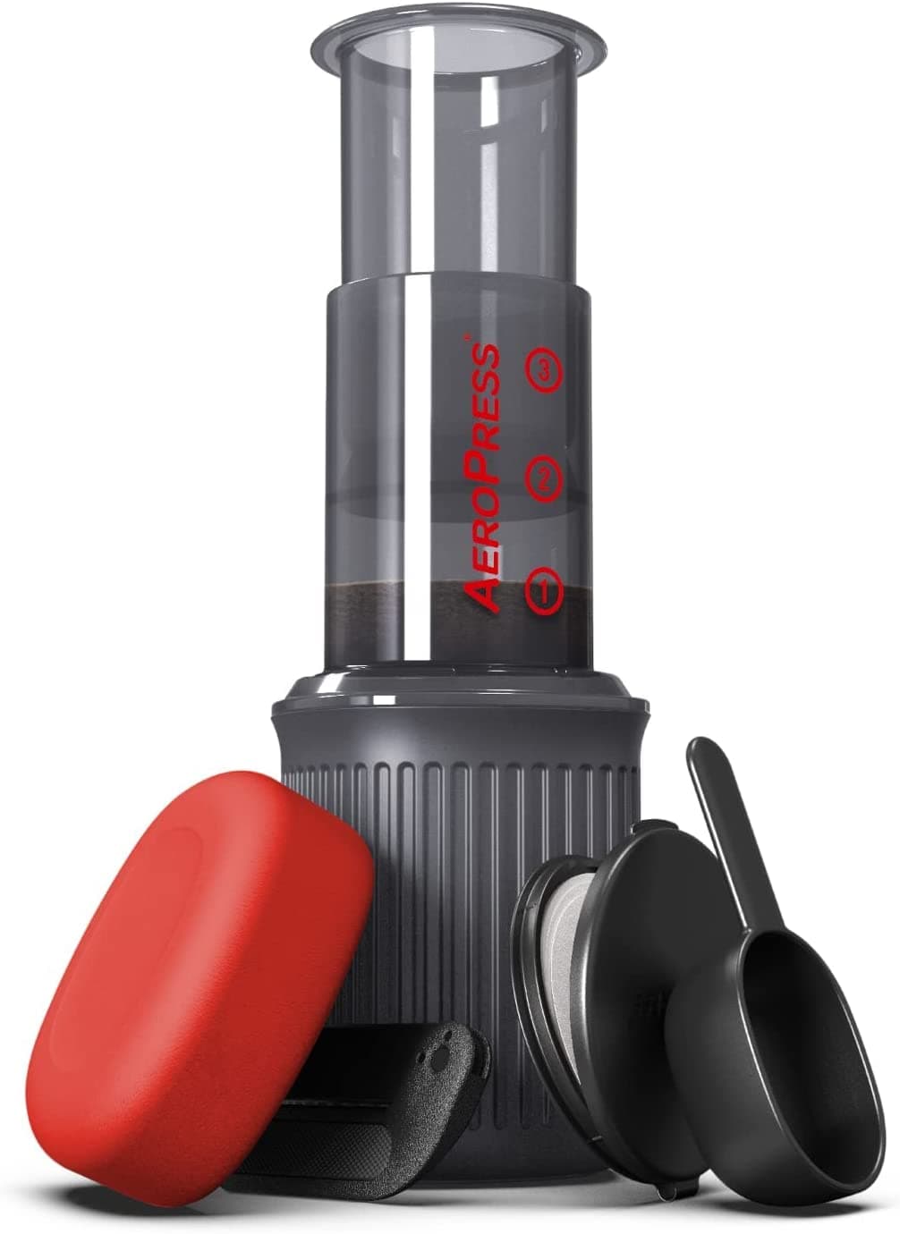 Aeropress Go Travel Coffee Press Kit - 3 in 1 brew method combines French Press, Pourover, Espresso - Full bodied coffee without grit or bitterness - Small portable coffee maker for camping & travel